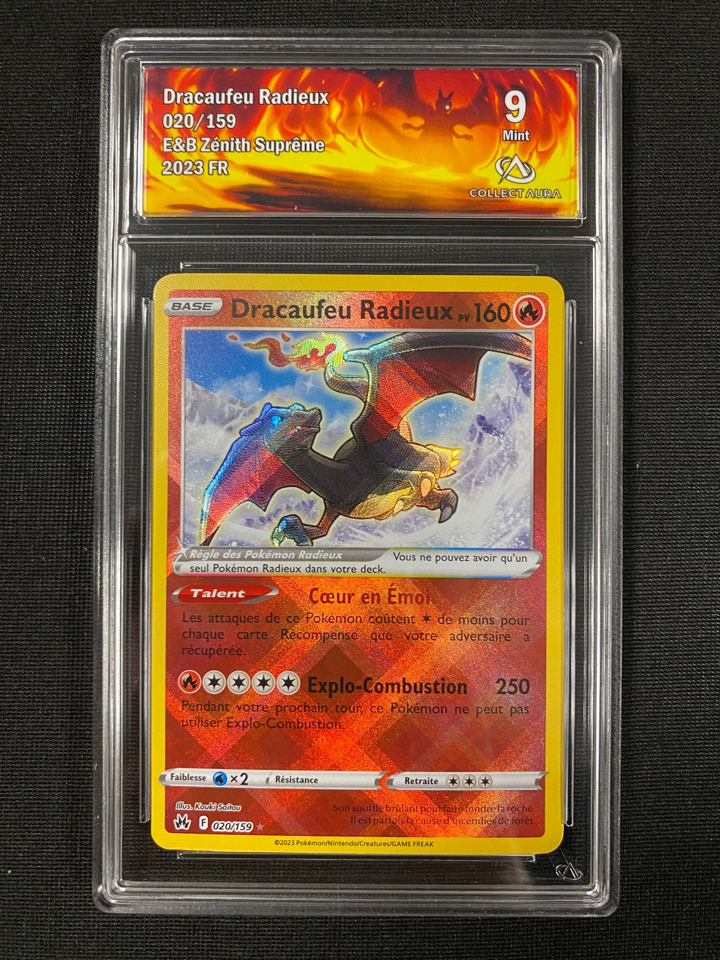 Carte Pokémon Dracaufeu radieux 020/159 Zénith suprême Collect Aura 9