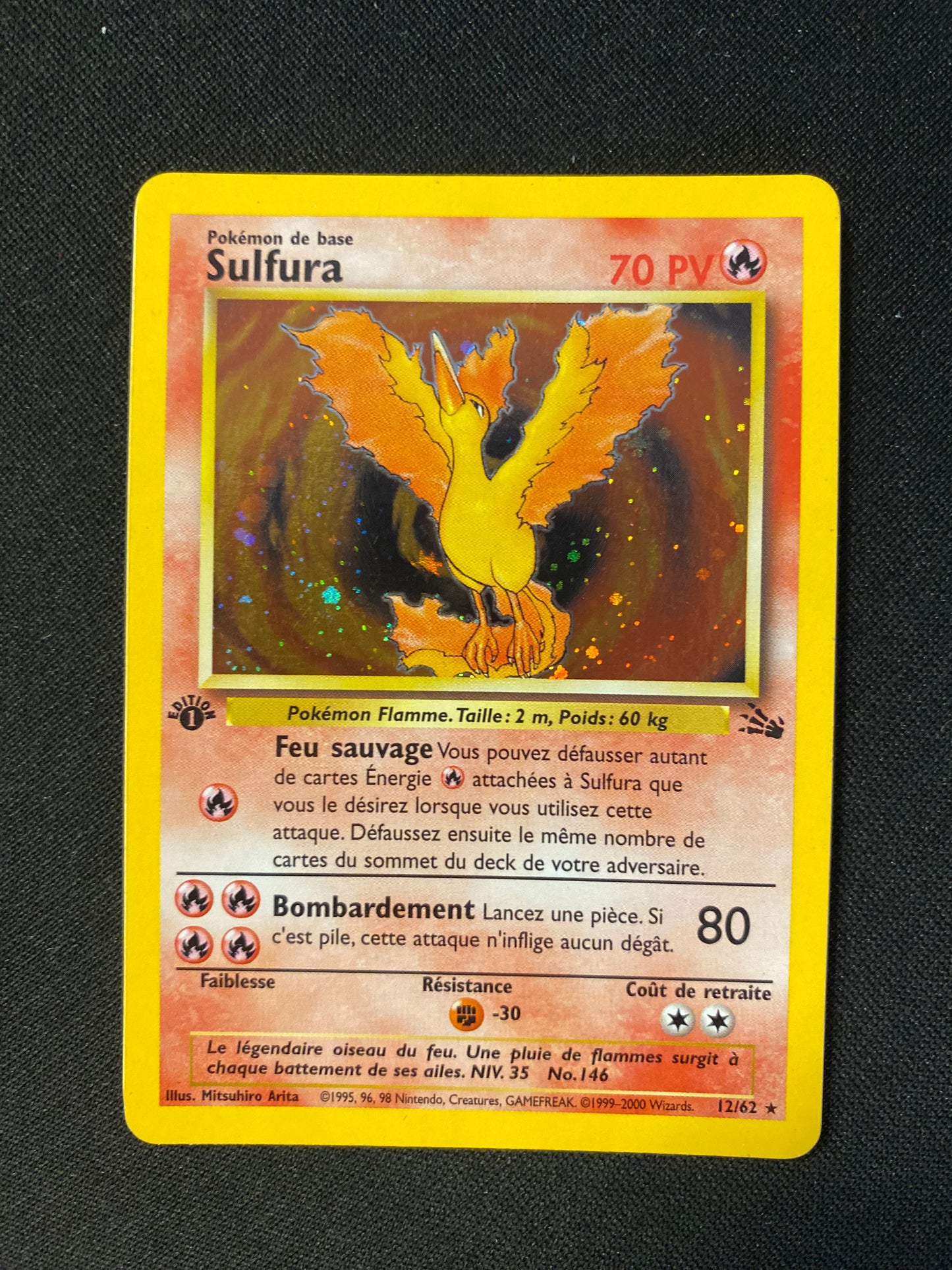 Carte Pokémon Sulfura ED1 12/62 Fossile