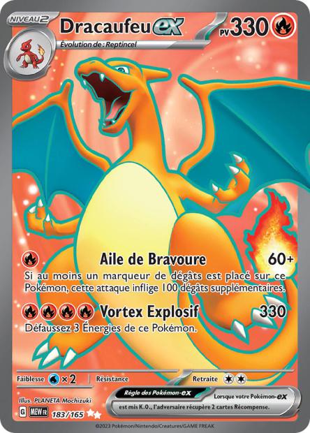 Carte pokémon Dracaufeu ex FA 183/165 écarlate et violet 151