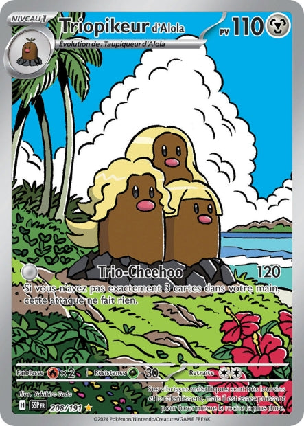 Carte pokémon Triopikeur d'Alola 208/191 Étincelles Déferlantes
