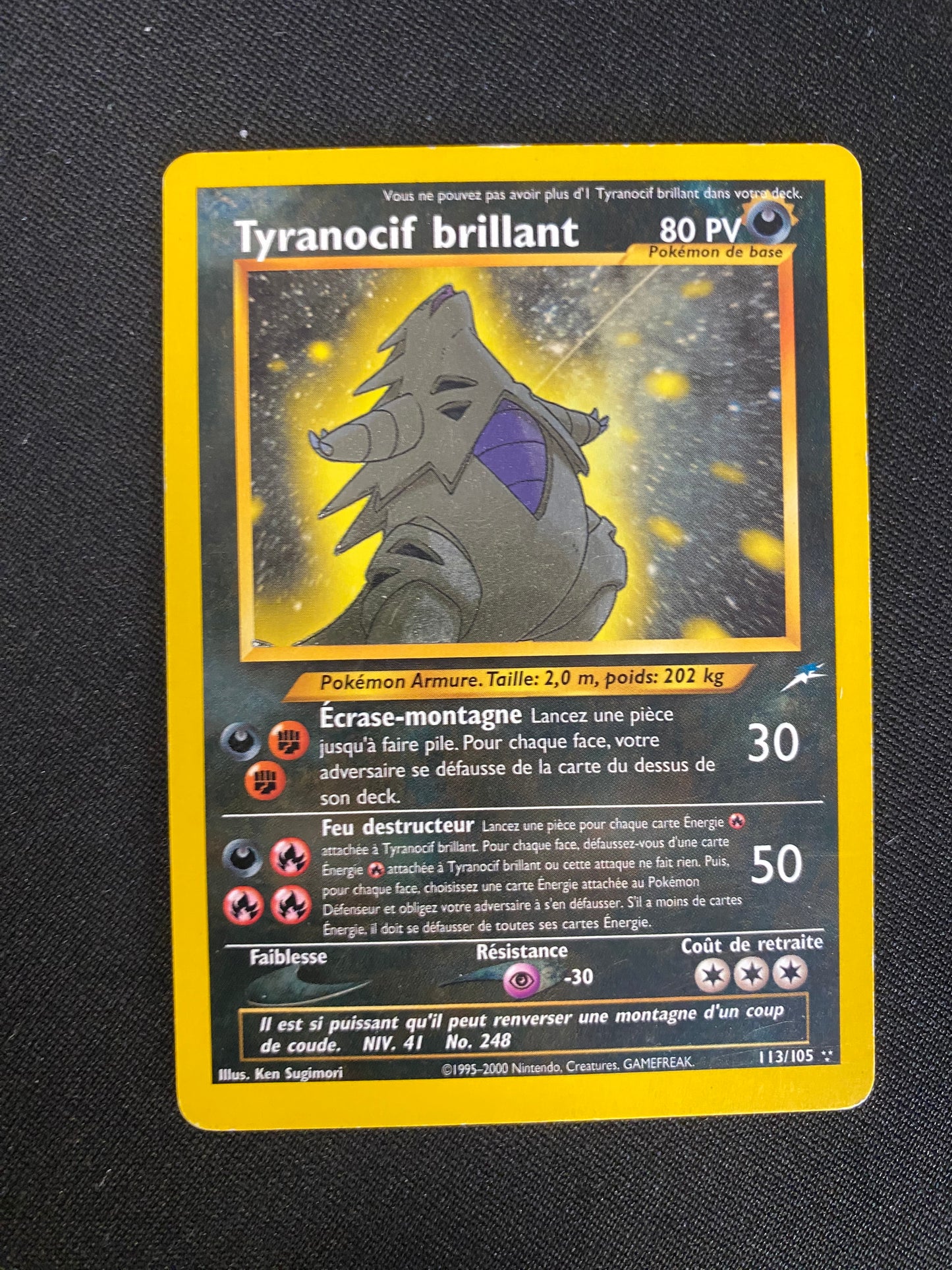 Carte Pokémon Tyranocif Brillant 113/105 Néo destiny