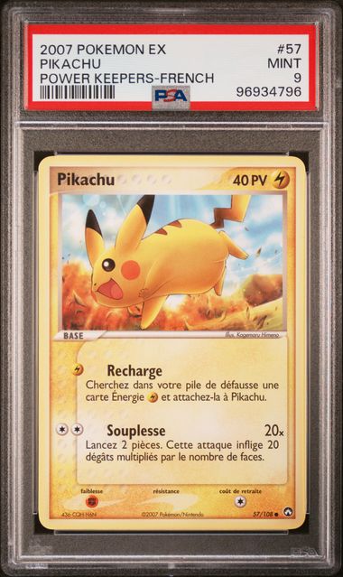 Carte Pokémon Pikachu Gardiens du pouvoir 57/108 PSA9