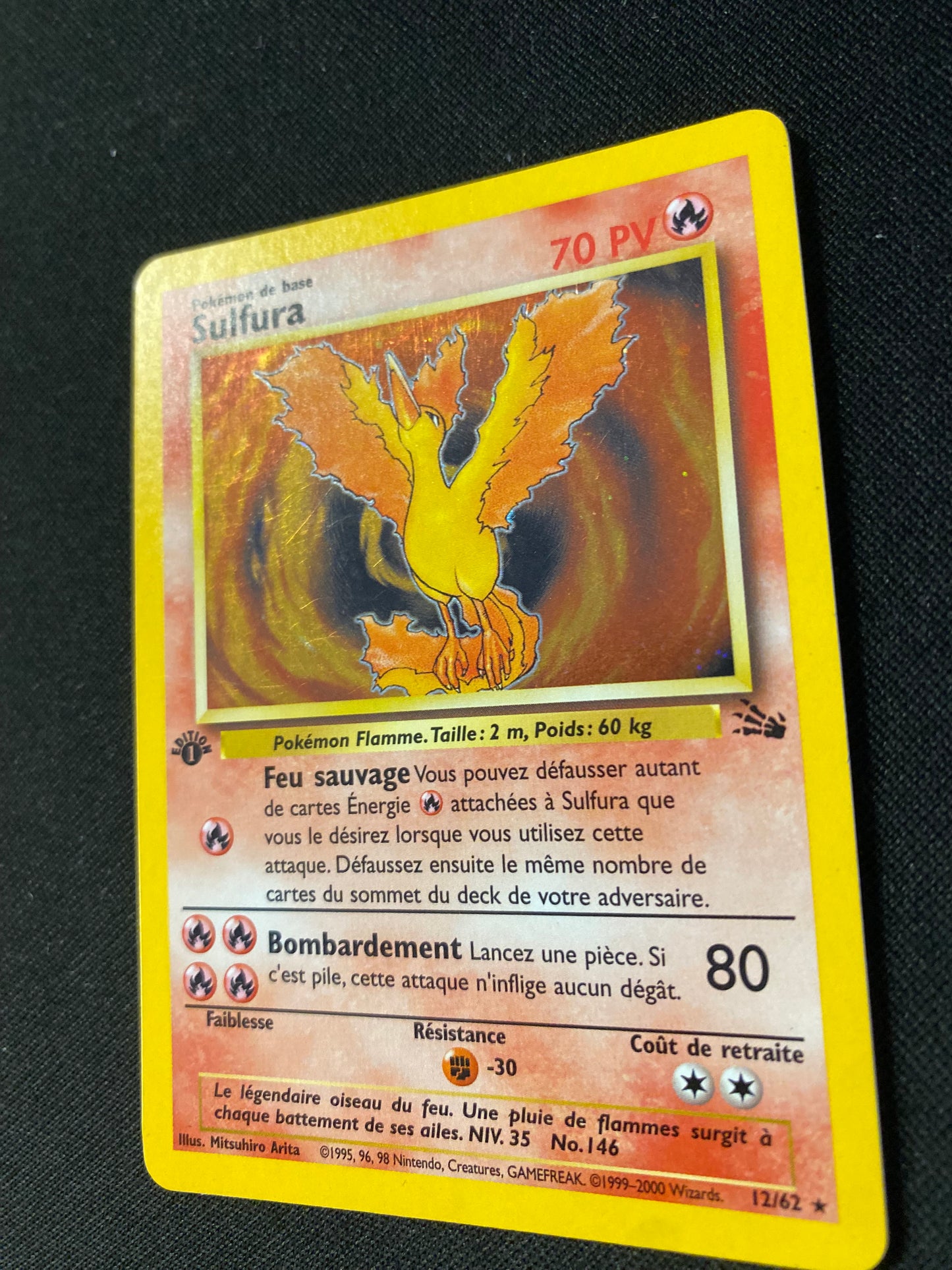 Carte Pokémon Sulfura ED1 12/62 Fossile