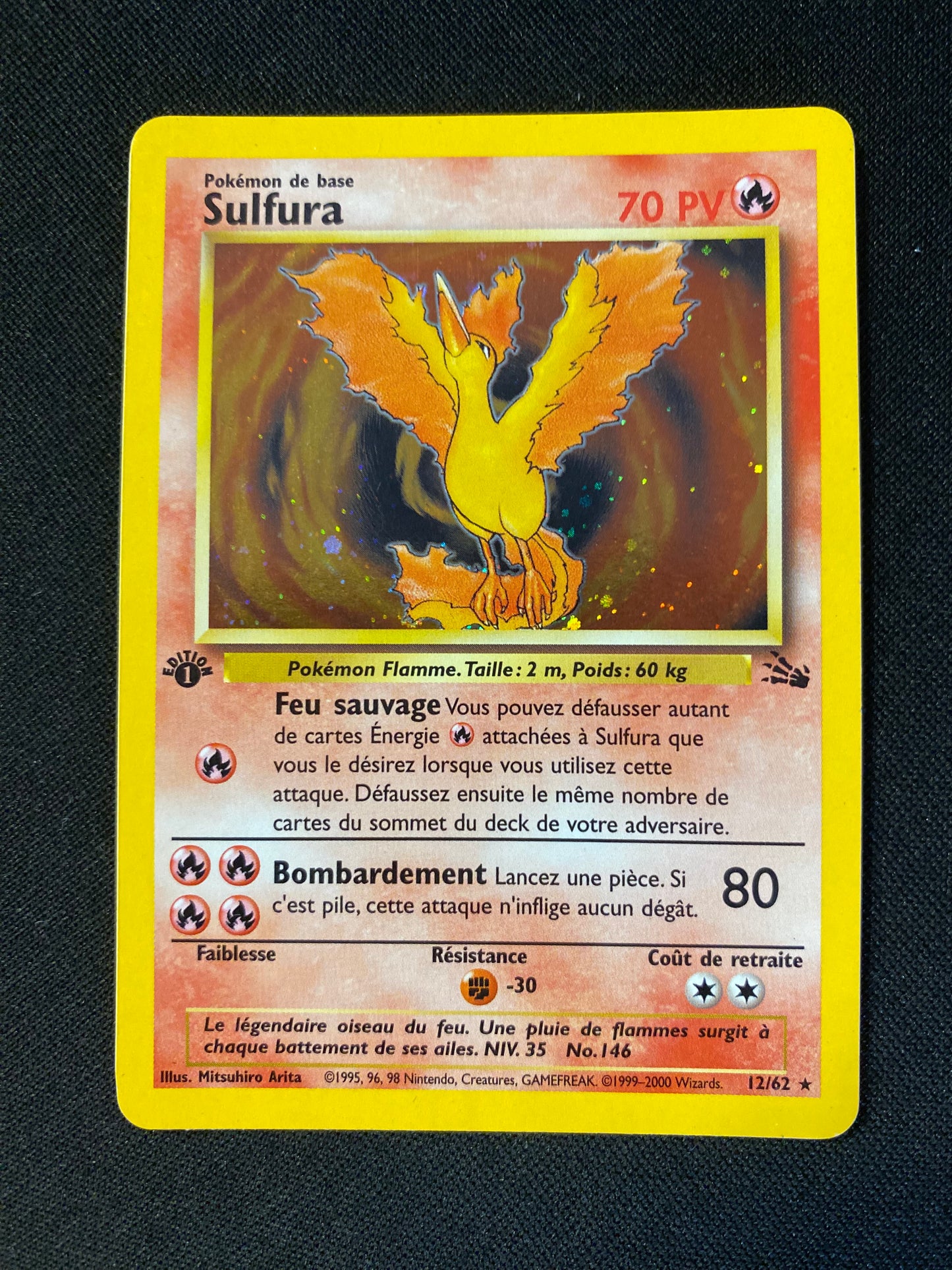 Carte Pokémon Sulfura ED1 12/62 Fossile