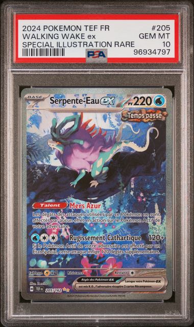 Carte Pokémon Serpente-eau ex Forces temporelles 205/162 PSA10