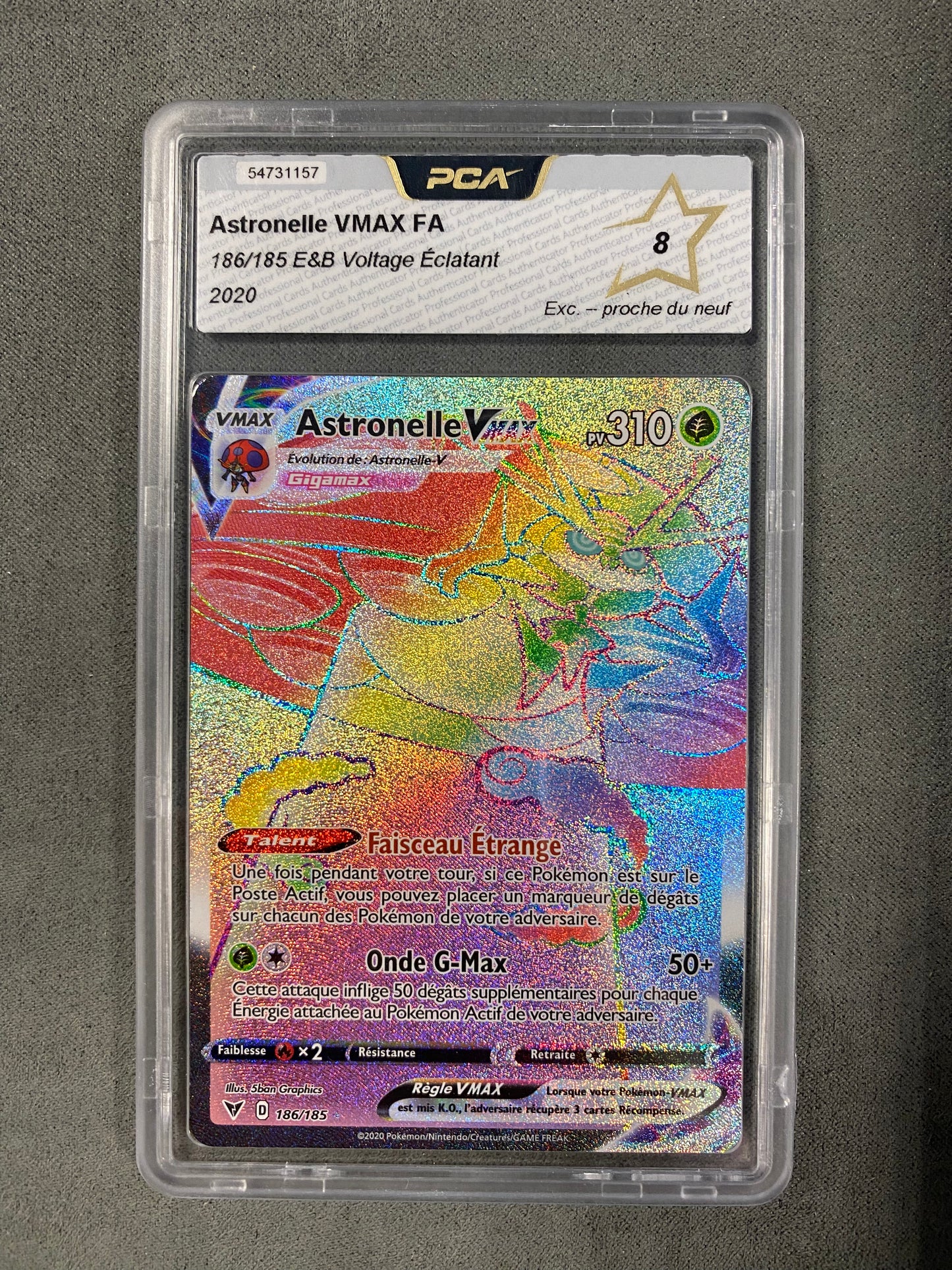 Carte Pokémon Astronelle Vmax Rainbow 186/185 Voltage éclatant PCA 8
