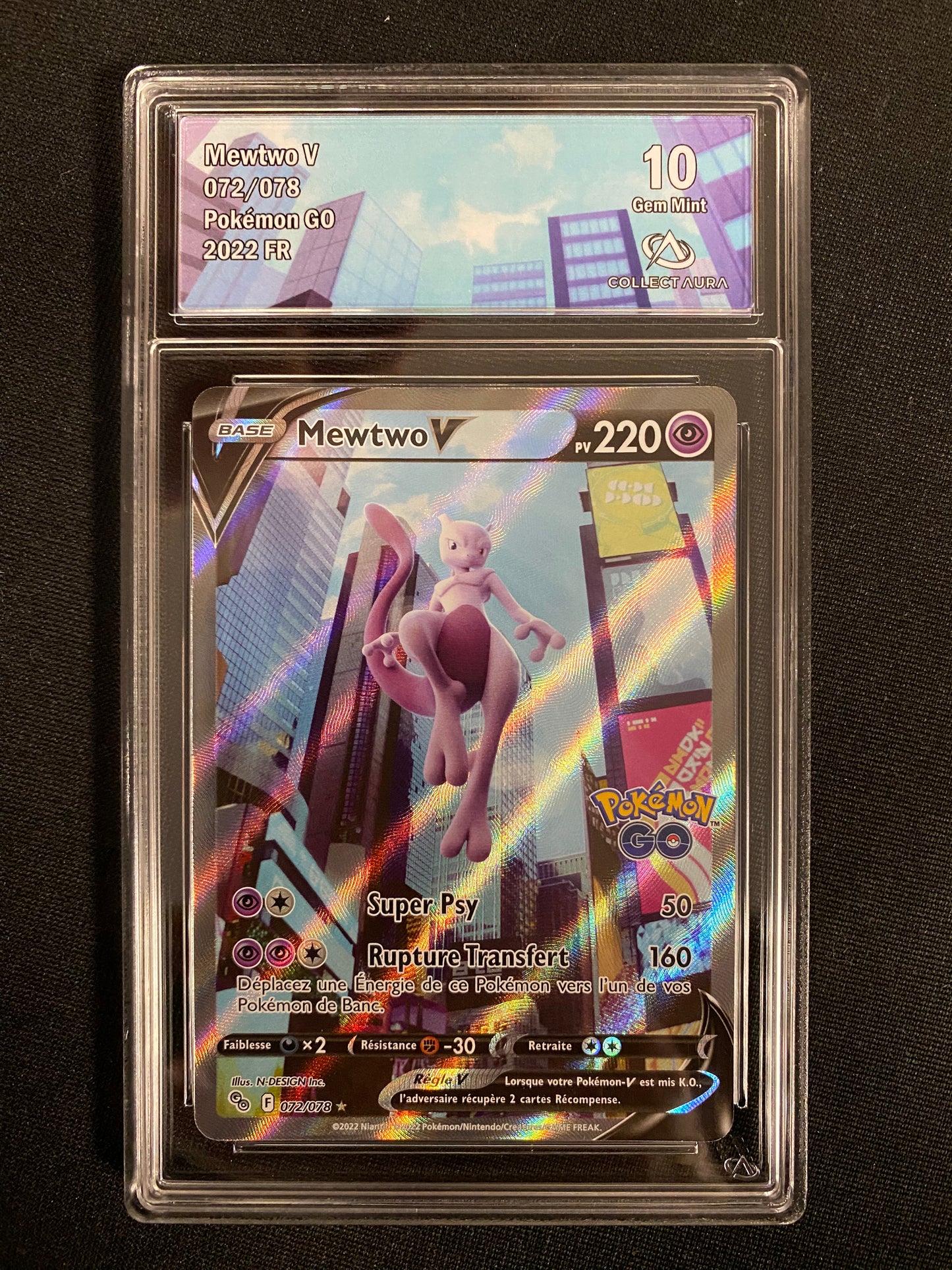 Carte Pokémon Mewtwo V ALT 072/078 Pokémon Go Collect Aura 10