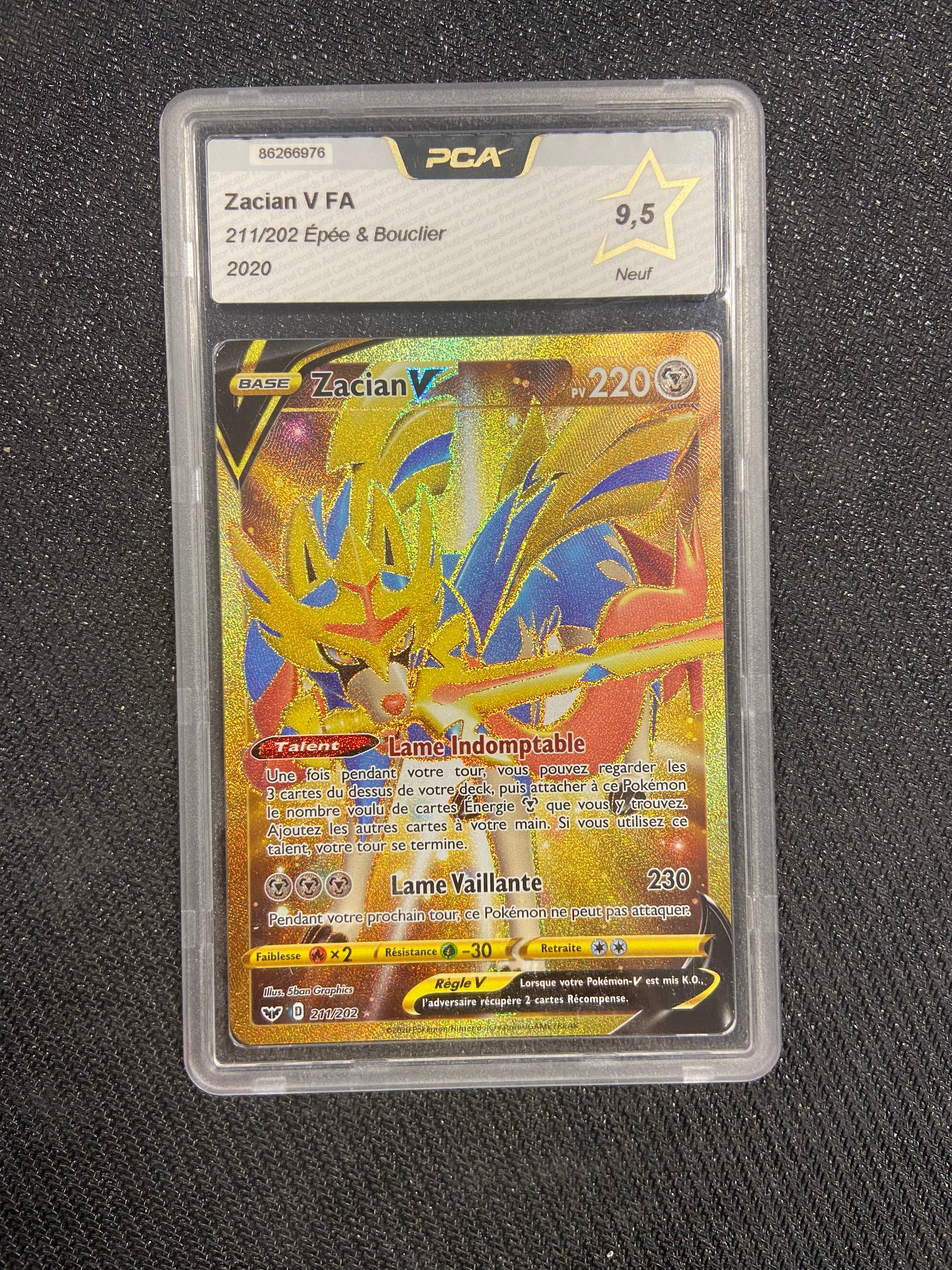 pokemon card zacian v gold Carte Pokémon Zacian V FA Gold 211/202 PCA 9.5 Epée & Bouclier