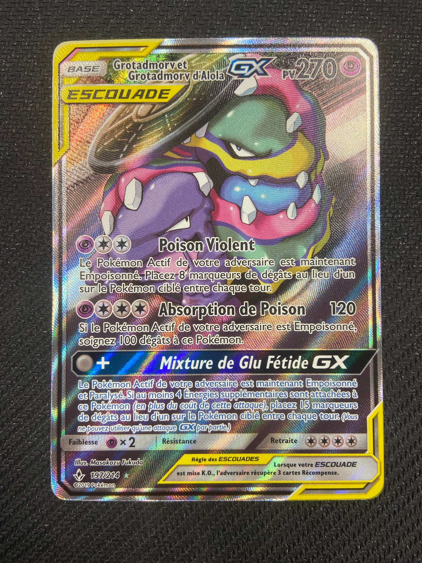 Carte Pokémon Grotadmorv et Grotadmorv d'alola GX ALT 197/214 Alliance Infaillible