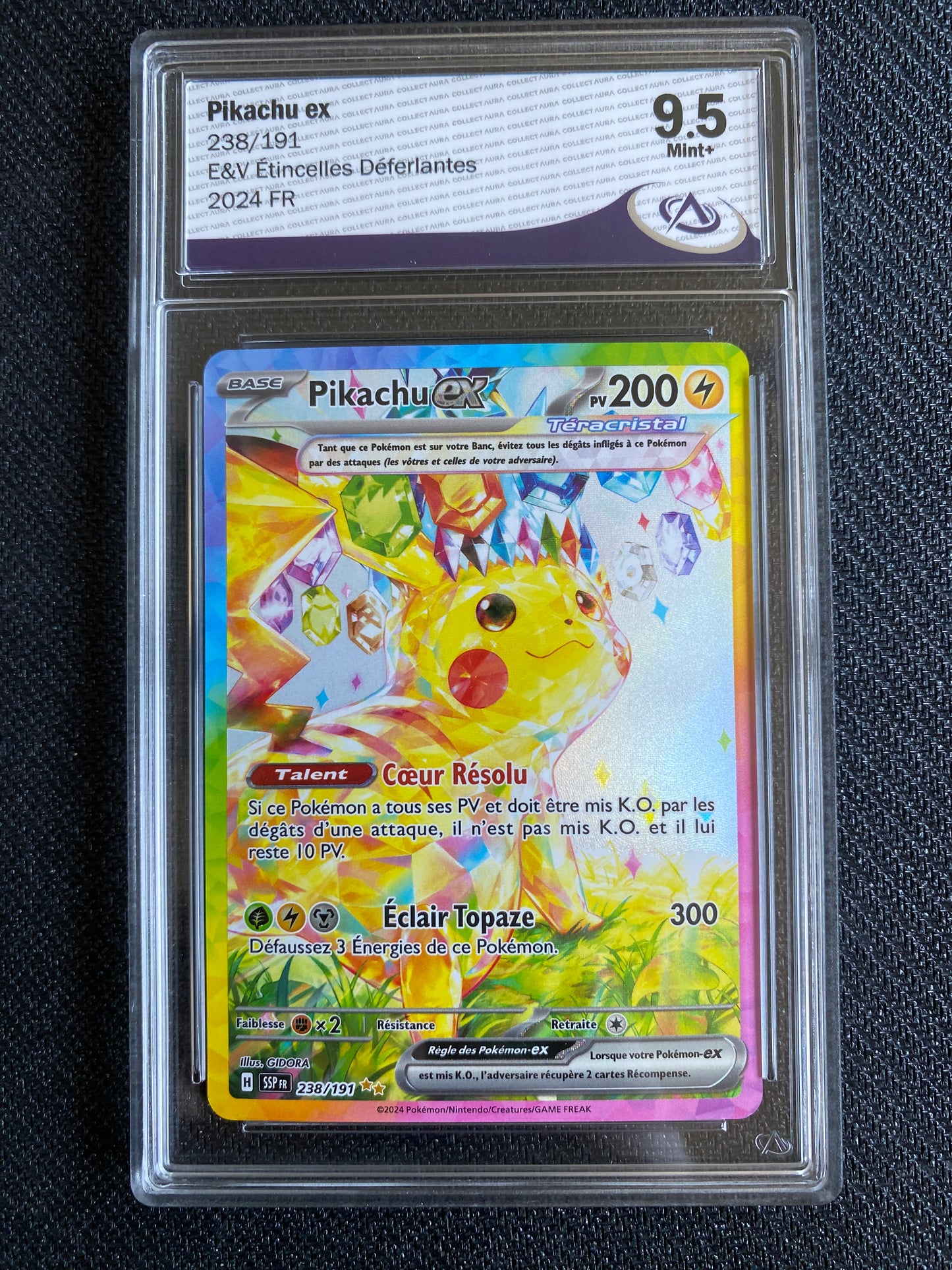 Carte Pokémon Pikachu ex Etincelles déferlantes 238/191 Collect Aura 9.5