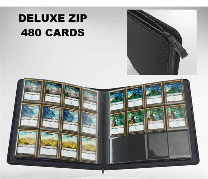 ALBUM ZIP-UP FERMETURE ECLAIR 12 emplacements 480 CARTES NOIR